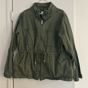 Green Cinched-Waist Utility Jacket | Army green | Olive green | Size XL